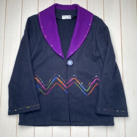 Handmade Unique Wool Sweater/Blazer - Picture 3 of 11